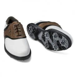 Footjoy FJ Originals Cleatd Plain Toe Twin Saddle Shoes -Fairway Golf Sale FTJ1066 1066f