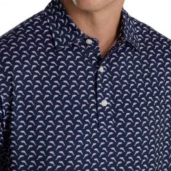 Footjoy Lisle Leaping Dolphins Print Self Collar -Fairway Golf Sale FTJ1352j