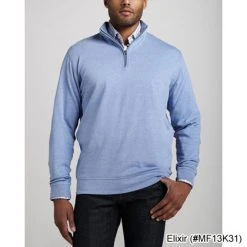 Peter Millar Heather Interlock Quarter Zip Sweaters W/ Logo -Fairway Golf Sale PTM0003 3d
