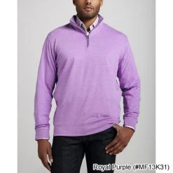 Peter Millar Heather Interlock Quarter Zip Sweaters W/ Logo -Fairway Golf Sale PTM0003 3e