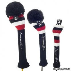 RocketTour Black Base Rugby Stripe Pom Pom Headcover -Fairway Golf Sale ROC0001 1c