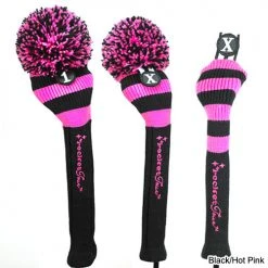 RocketTour Black Base Rugby Stripe Pom Pom Headcover -Fairway Golf Sale ROC0001 1d