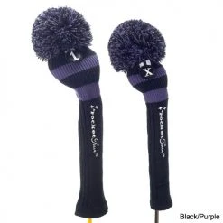 RocketTour Black Base Rugby Stripe Pom Pom Headcover -Fairway Golf Sale ROC0001 1h